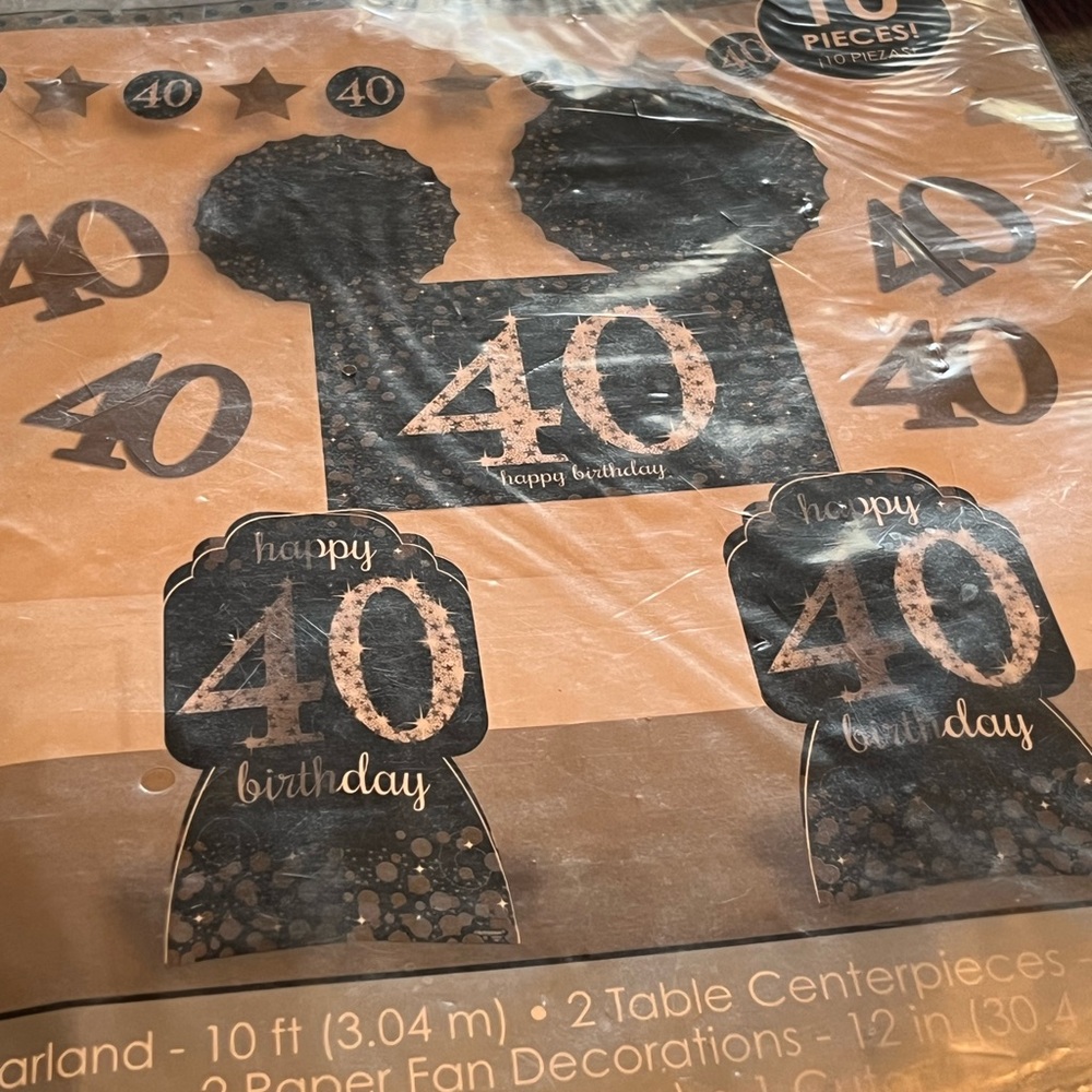 Happy 40th Birthday Party Decoration Set - Black and